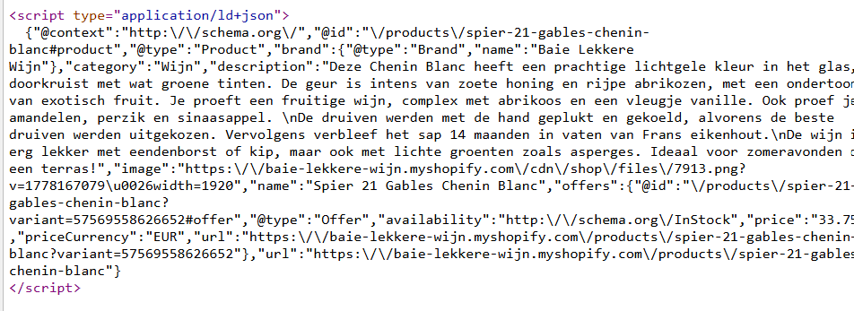 Structured Data on a product page
