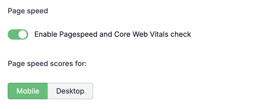 Pagespeed settings
