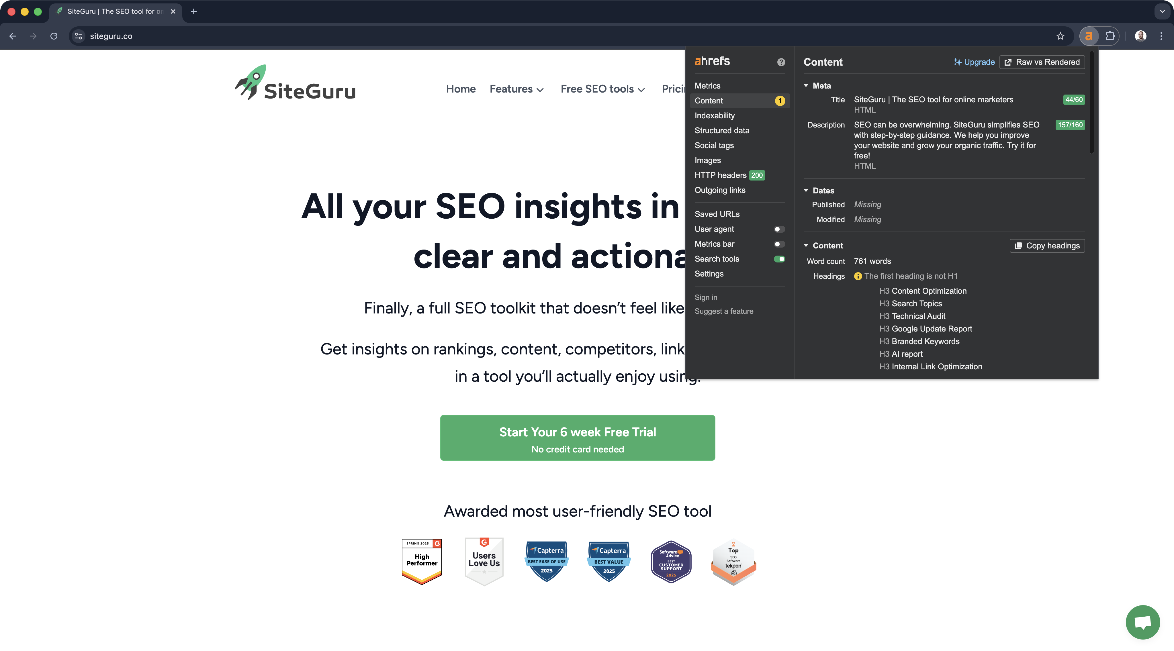 Ahrefs SEO toolbar