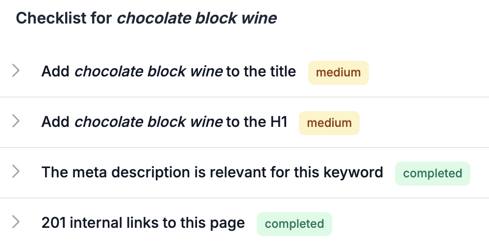 SEO audit recommendations for a low-hanging fruit page