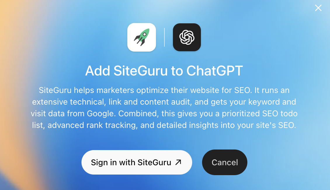 Install SiteGuru in ChatGPT