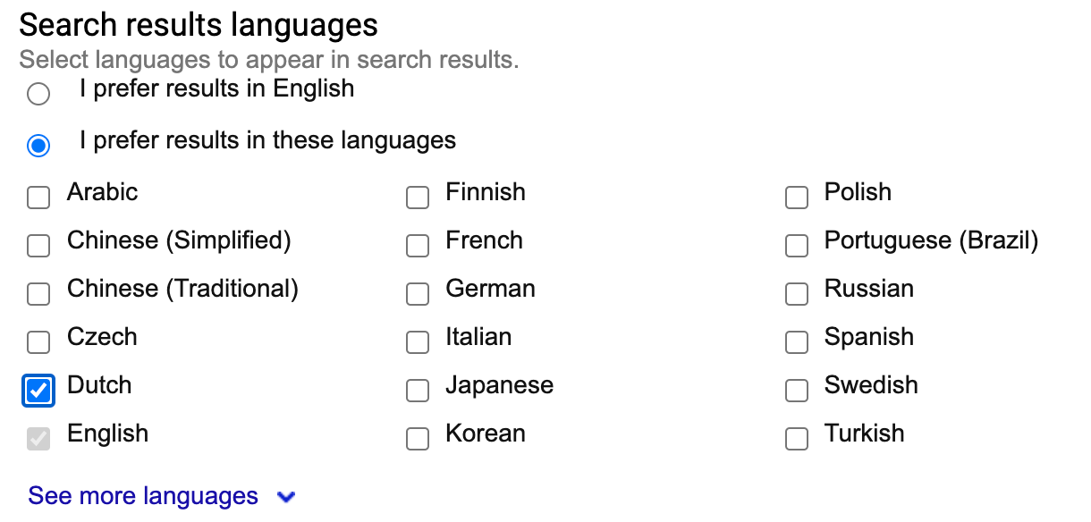 Bing account language settings