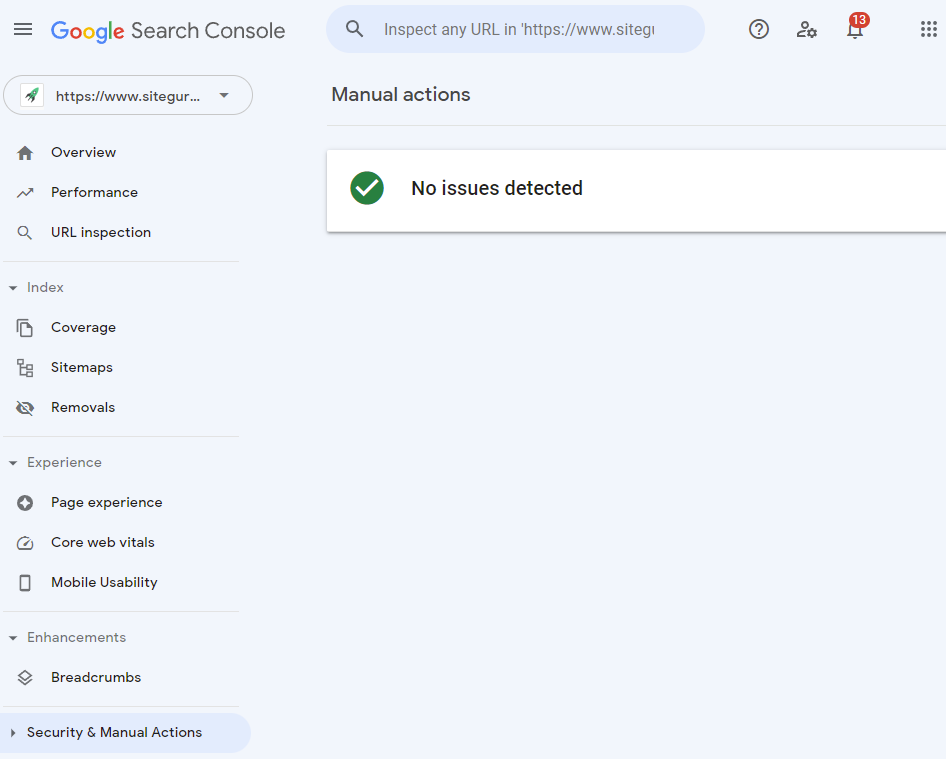 Manual actions in Google Search Console