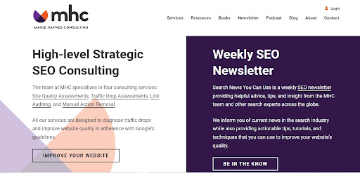 Marie Haynes has a fantastic website showcasing her SEO services