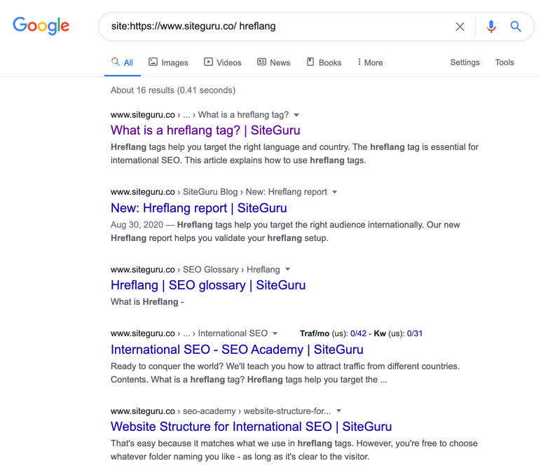 SERP for detecting keyword cannibalization