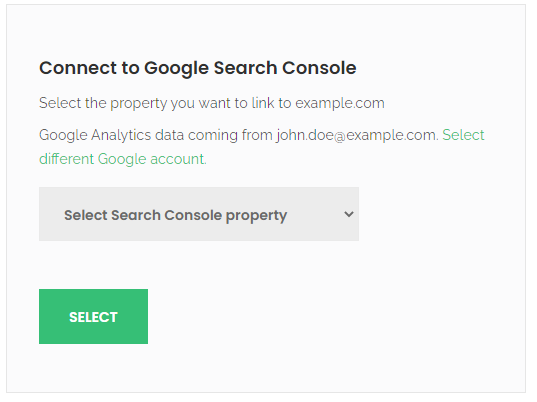 Select Google Search Console account