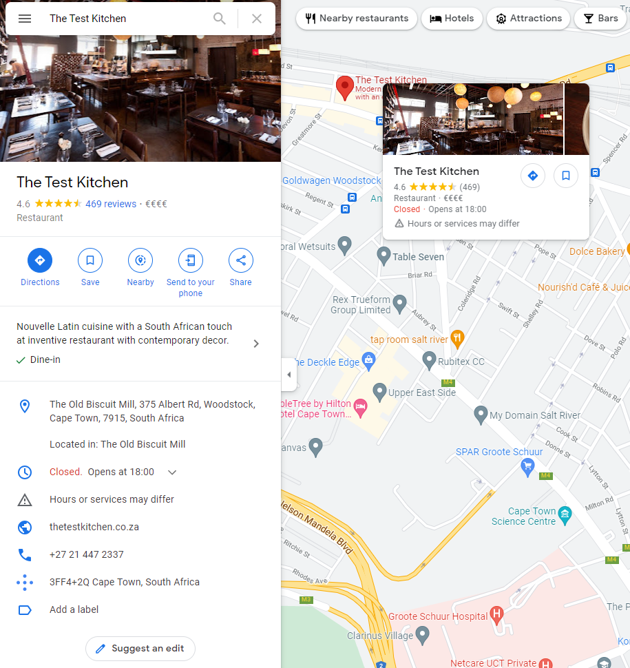 Test Kitchen GMB on Google Maps