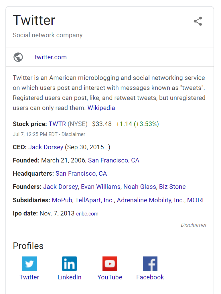 knowledge graph serp example